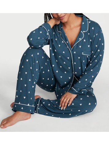 Піжама Modal Long Pajama Set Blue heart