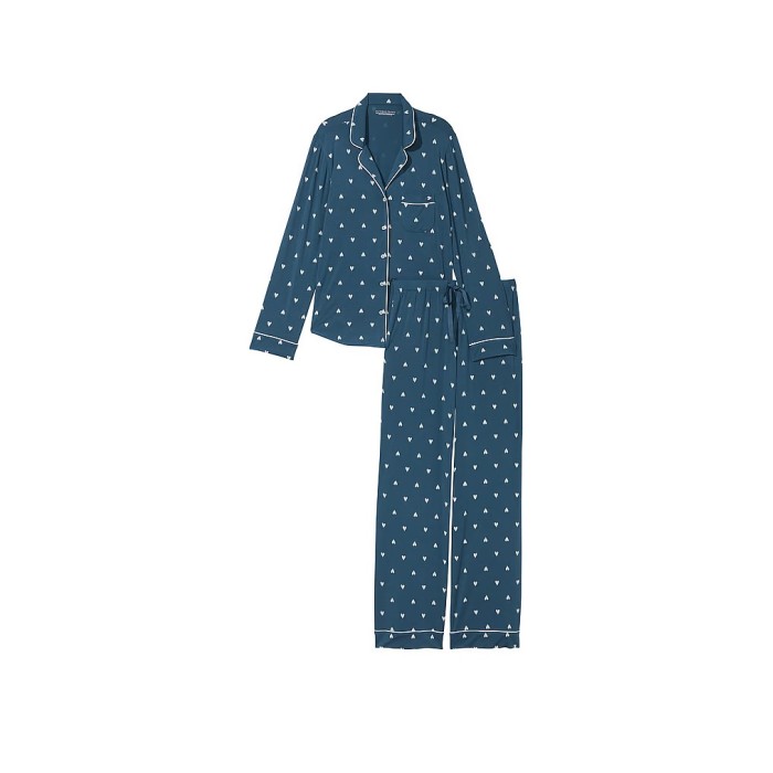 Піжама Modal Long Pajama Set Blue heart