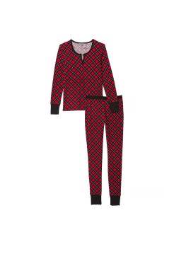 Піжама Thermal Long Pajama Set Lipstick Bias Plaid