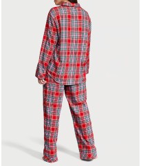 Піжама Flannel Long Pajama Set Lipstick Beauty Plaid