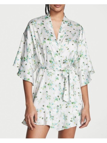 Сатиновий халат Вікторія Сикрет Flounce Satin Robe Floral Print