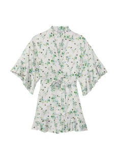 Сатиновый халат Виктория Сикрет Flounce Satin Robe Floral Print 