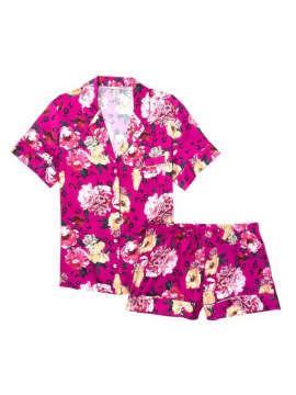 Сатиновая пижама Satin Short PJ Set Flower print