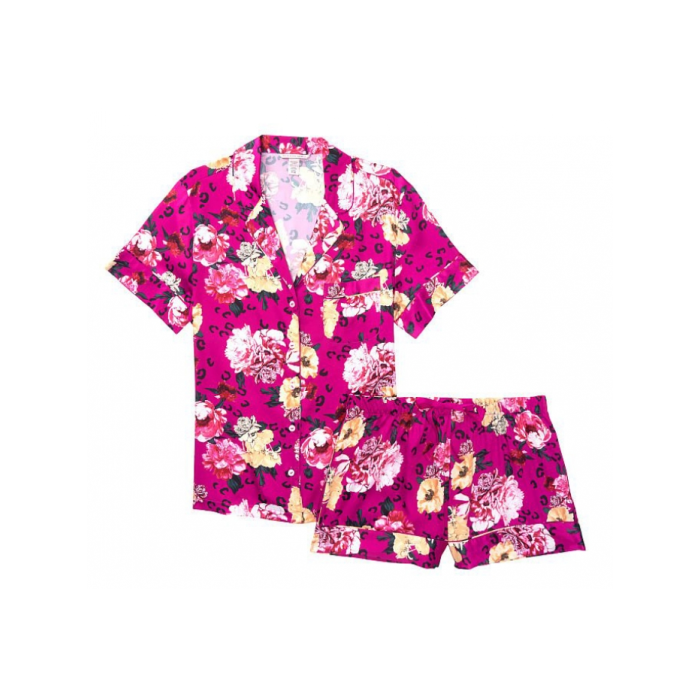 Сатиновая пижама Satin Short PJ Set Flower print