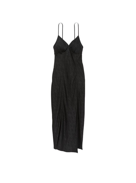 Пеньюар Icon Satin Midi Slip Black