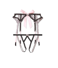 Комплект пояс та трусики DREAM ANGELS Lace Open Cheeky Panty Black & Pink Set