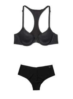 Комплект білизни Smooth Front Fastening Lightly Lined Demi Bra Black Set