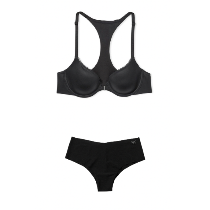 Комплект білизни Smooth Front Fastening Lightly Lined Demi Bra Black Set