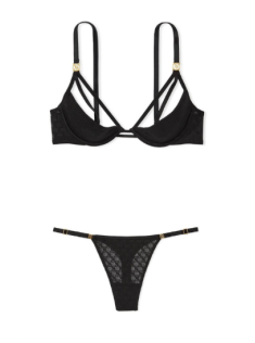 Комплект белья Logo Lace Open-Cup Demi Bra Black Set