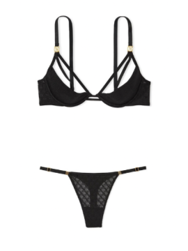 Комплект білизни Logo Lace Open-Cup Demi Bra Black Set