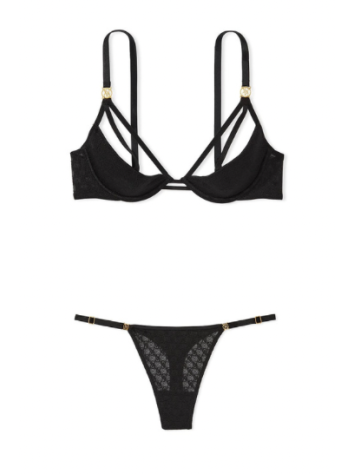 Комплект білизни Logo Lace Open-Cup Demi Bra Black Set
