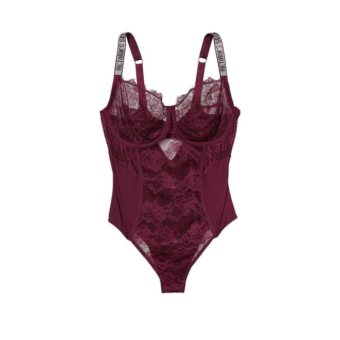 Боди The Fabulous Full Cup Shine Lace Teddy Red 