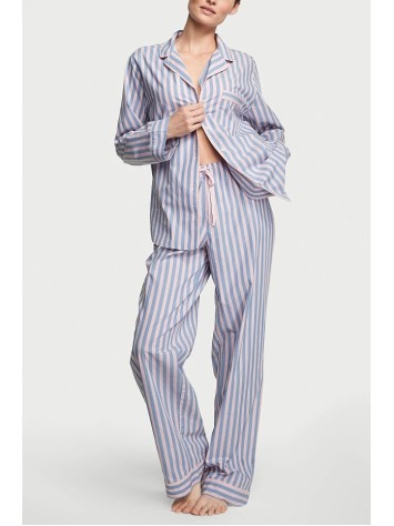 Піжама Cotton Long Pajama Set Pink Blue Stripe