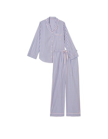 Піжама Cotton Long Pajama Set Pink Blue Stripe