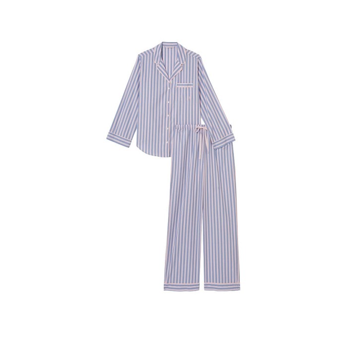 Піжама Cotton Long Pajama Set Pink Blue Stripe
