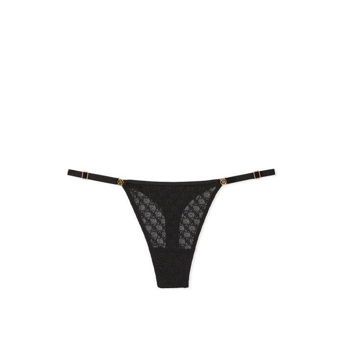 Трусики Icon Lace Adjustable String Thong Panty Black