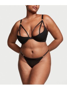 Комплект белья Logo Lace Open-Cup Demi Bra Black Set