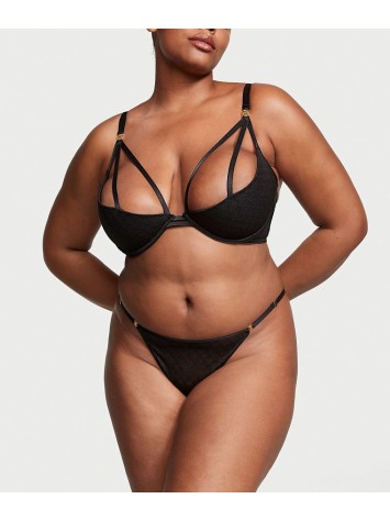 Комплект білизни Logo Lace Open-Cup Demi Bra Black Set
