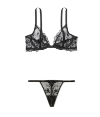 Комплект білизни Victoria Secret Low Cut Demi Lace Black Set