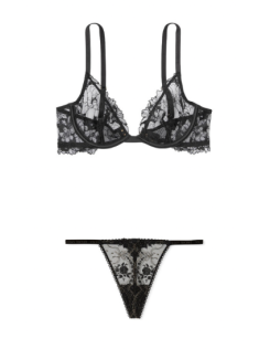 Комплект білизни Victoria Secret Low Cut Demi Lace Black Set