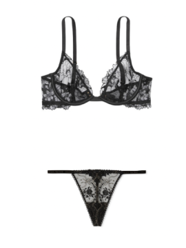Комплект білизни Victoria Secret Low Cut Demi Lace Black Set