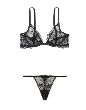Комплект білизни Victoria Secret Low Cut Demi Lace Black Set
