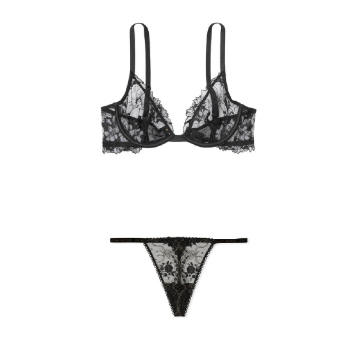 Комплект білизни Victoria Secret Low Cut Demi Lace Black Set