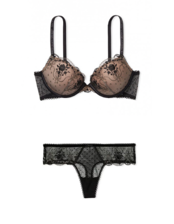 Комплект белья Luxe Lingerie Black Gold Lace Bra Set 