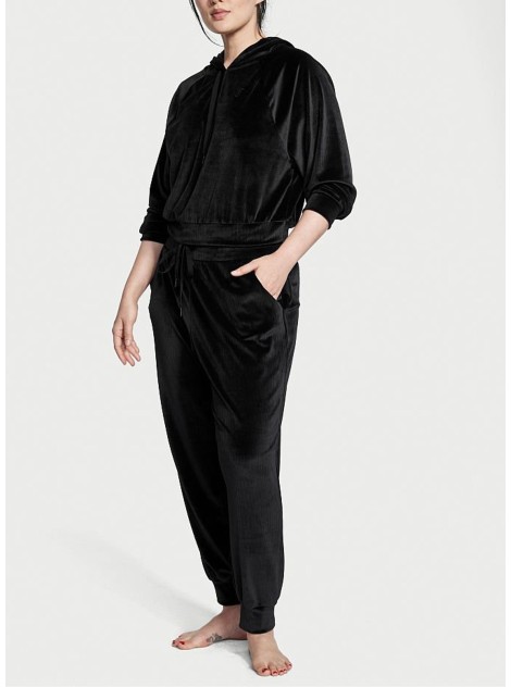 Велюровый костюм Velour Hoodie and Jogger Lounge Set Black