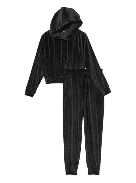 Велюровый костюм Velour Hoodie and Jogger Lounge Set Black