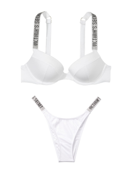 Купальник Shine Strap Sexy Tee Push-Up Bikini White