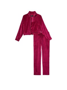 Велюровий спортивний костюм Ribbed Velour 3-Piece Tracksuit Set Red