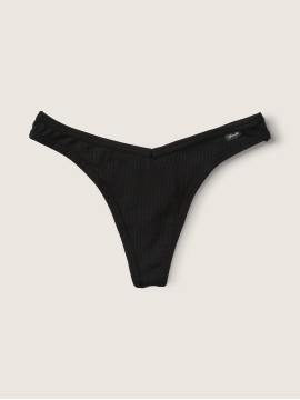 Трусики стринги Victoria's Secret Pink Cotton Black Thong panty