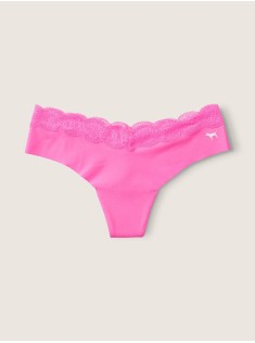 Трусики PINK No show Thong panty Lace Waistband Radiant Rose