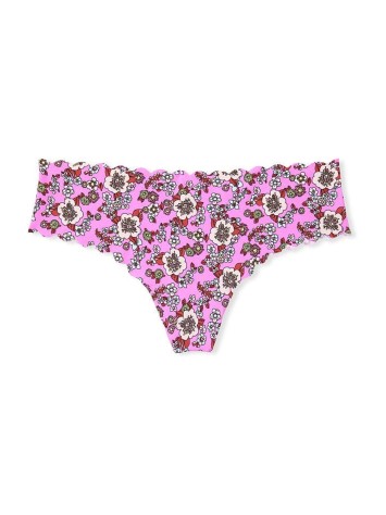 Трусики No Show Thong Panty Pink Flower Print
