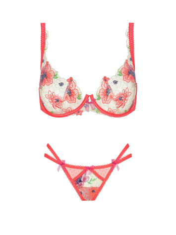Комплект FOR LOVE & LEMONS Shimmer Magenta Zinnia Embroidery Underwire Bra Set