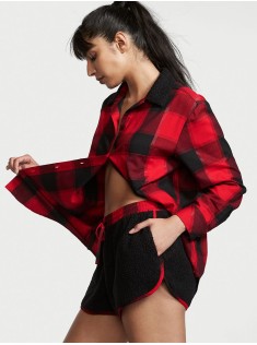 Піжама Flannel Short Cozy Fleece Long-Sleeve PJ Set Red Plaid