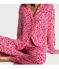 Пижама Victoria’s Secret Modal Long Pajama Set Lipstick Tossed Hearts