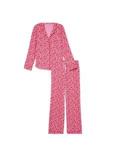 Піжама Victoria's Secret Modal Long Pajama Set Lipstick Tossed Hearts