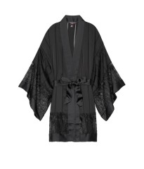 Халат Victoria's Secret Lace Insert Short Kimono Robe Black