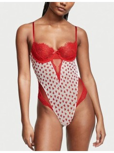 Боді Wicked Unlined Balconette Teddy Heart print Victoria's Secret