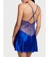 Пеньюар Victoria’s Secret Shine Strap Satin Lace Slip Dress Blue