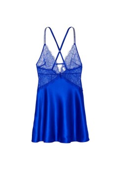 Пеньюар Victoria’s Secret Shine Strap Satin Lace Slip Dress Blue