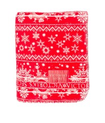 Плед Plush Fleece Blanket Red Fair Isle Snowflake