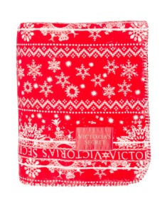 Плед Plush Fleece Blanket Red Fair Isle Snowflake