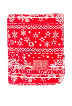 Плед Plush Fleece Blanket Red Fair Isle Snowflake