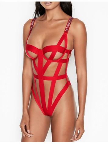 Боді Victoria's Secret Shine Strap Banded Logo Shine Strap Teddy