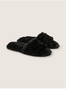 Домашние тапочки Victoria’s Secret PINK Faux Fur Slippers Black