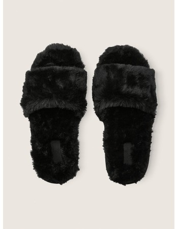 Домашние тапочки Victoria’s Secret PINK Faux Fur Slippers Black