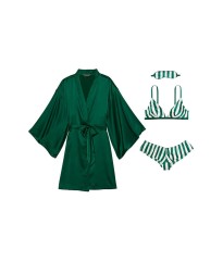 Подарочный набор 4-Piece Silk Gift Set Green White Stripe Victoria’s Secret 